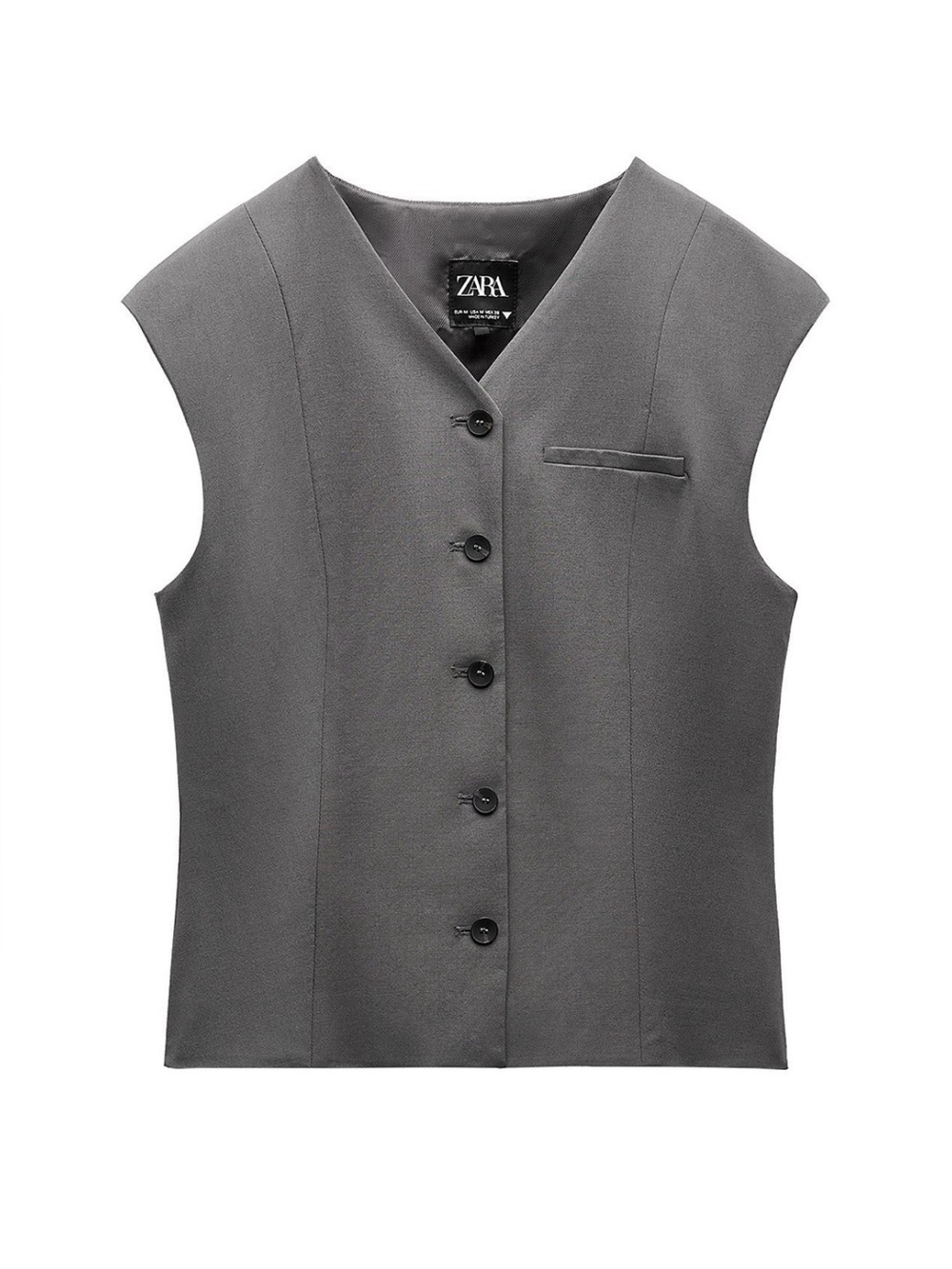 Zara Gray Tailored Sleeveless Button Vest